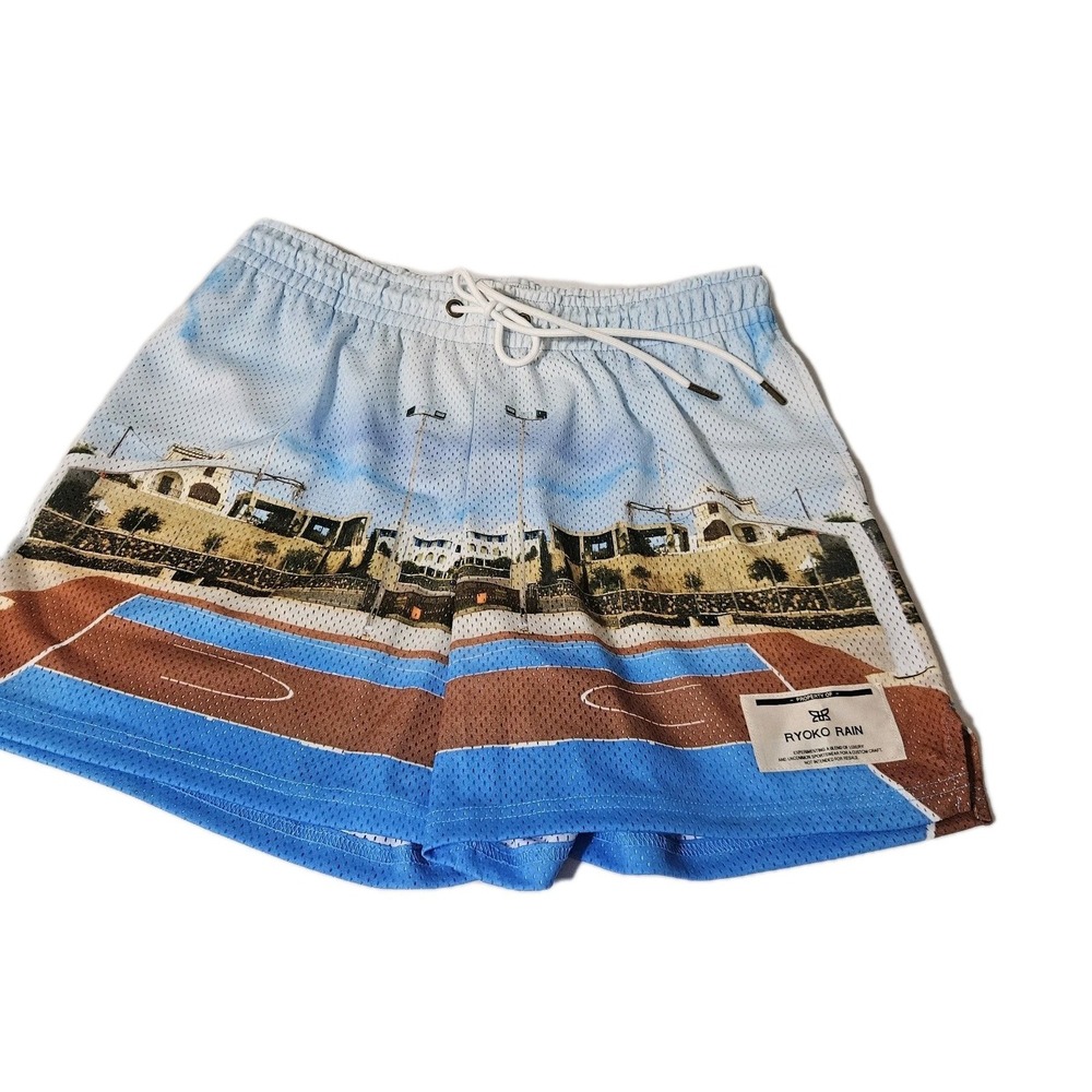 Ryoko Rain Shorts‎ XL Blue FIRST NFC DROP Drawstring Mesh EUC Made In USA